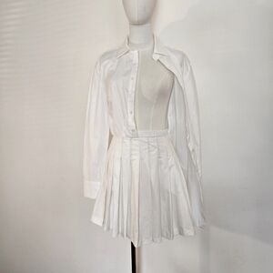 ZARA Mini Shirt Dress with Pleats and Pockets
